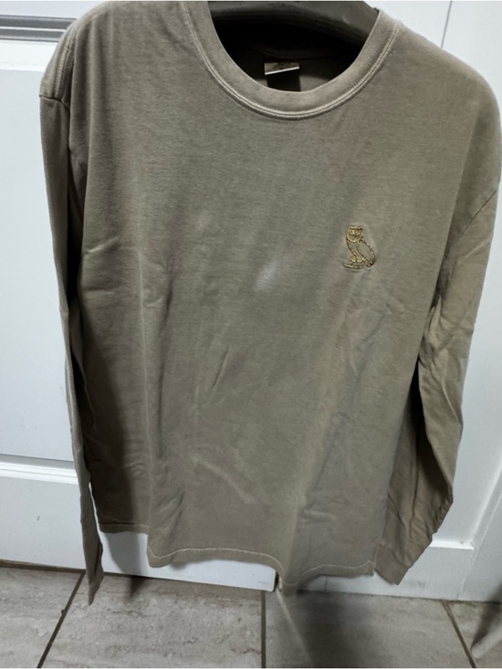OVO Other - OVO Men's Long Sleeve Crewneck Shirt in Taupe with Gold Owl Logo